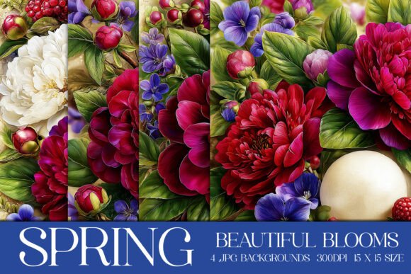 Beautiful Spring Blooms Backgrounds, S9: A Designer's Floral Toolkit