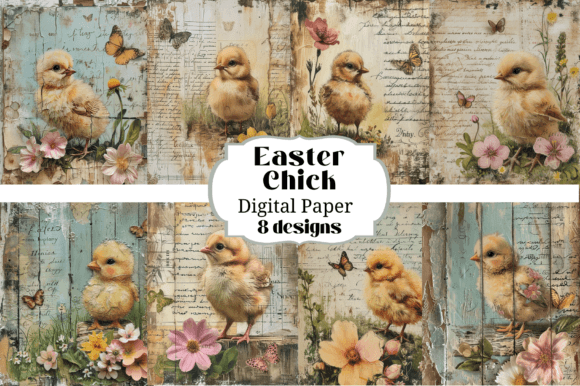 Easter Chick Peep Flowers Backgrounds: Springtime Charm for Your Projects