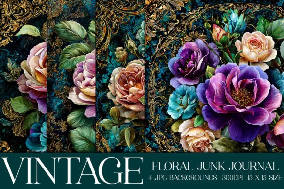Elegant Floral Backgrounds, S38: A Vintage Collection for Modern Projects