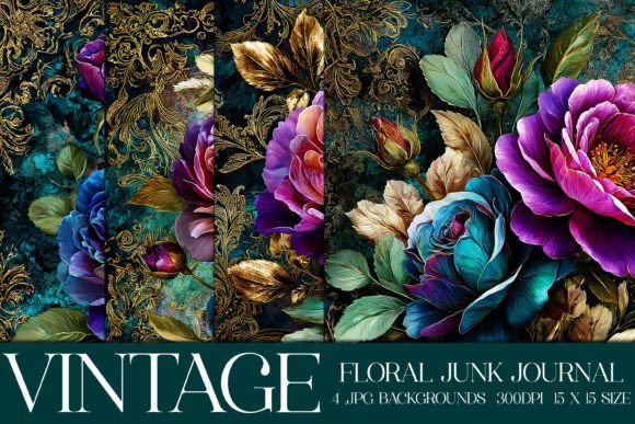 Elegant Floral Backgrounds, S39: A Vintage Patchwork Treasure