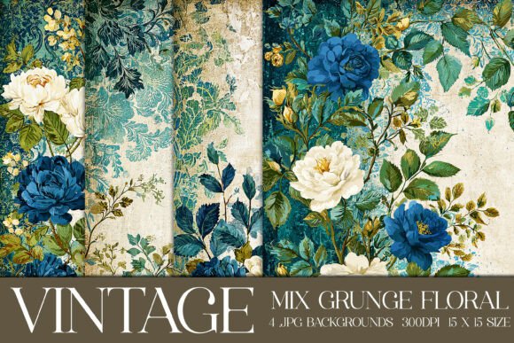 Elegant Vintage Grunge Floral Backgrounds for Your Projects