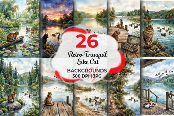 Embracing Nostalgia: The Appeal of Retro Tranquil Lake Cat Backgrounds