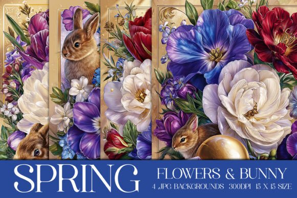 Enchanting Spring Florals & Bunny Graphics
