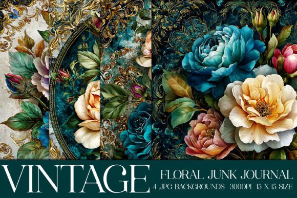 Luxury Floral Flowers Backgrounds: Vintage Patchwork Perfection