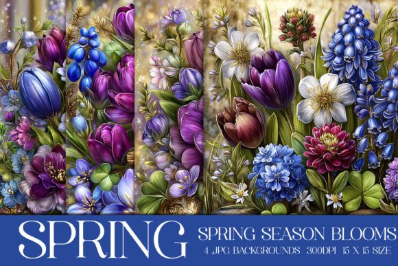 Spring Season Blooms Backgrounds, S1: A Creative Toolkit