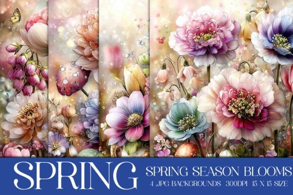 Spring Season Blooms Backgrounds, S10: A Designer's Floral Toolkit