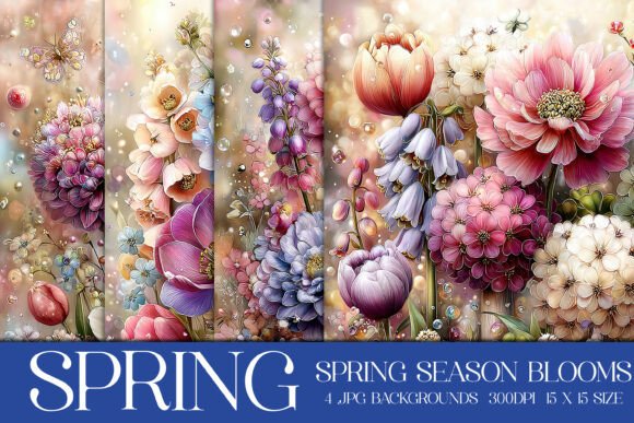 Spring Season Blooms Backgrounds, S7: A Fresh Palette for Designers