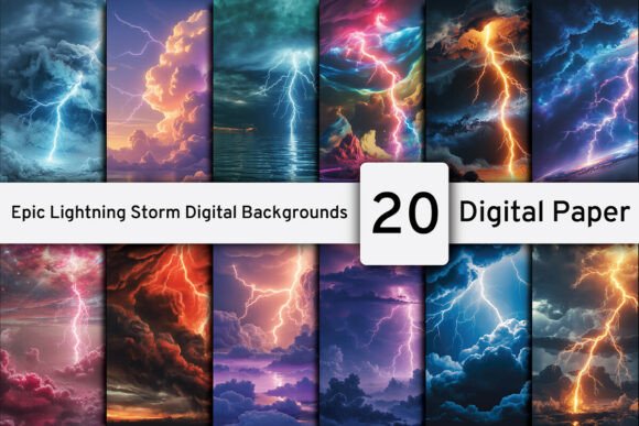 Unleash Creative Power with Epic Lightning Storm Digital Backgrounds