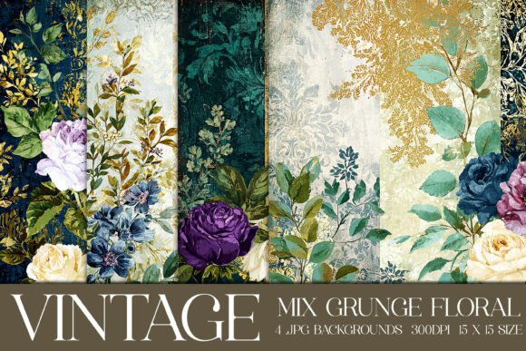 Unlocking Artistry with Vintage Grunge Floral Backgrounds, S12