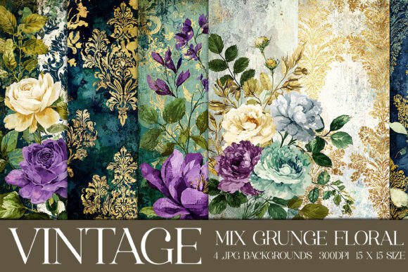 Unlocking Creativity with Vintage Grunge Floral Backgrounds, S6