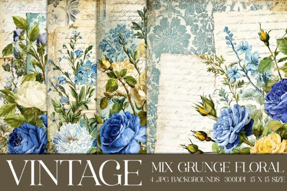 Unveiling Vintage Grunge Floral Backgrounds, S9