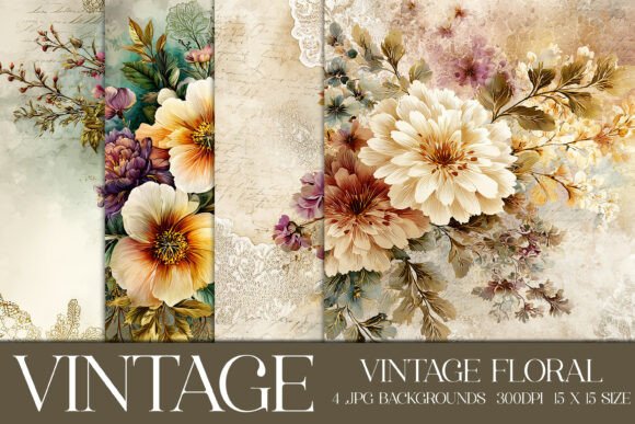 Vintage Floral Backgrounds, S8: Junk Journal Patchwork for Modern Projects