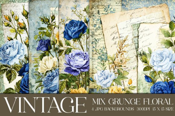 Vintage Grunge Floral Backgrounds, S8: A Designer's Toolkit