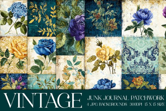 Vintage Quilt Style Backgrounds, S19: Textured Digital Assets