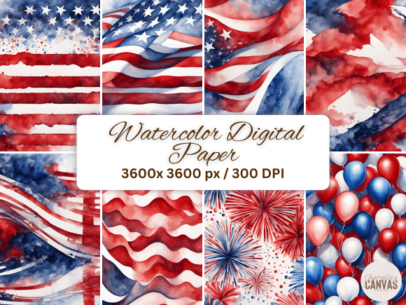 Watercolor Red White & Blue Backgrounds for Your Projects